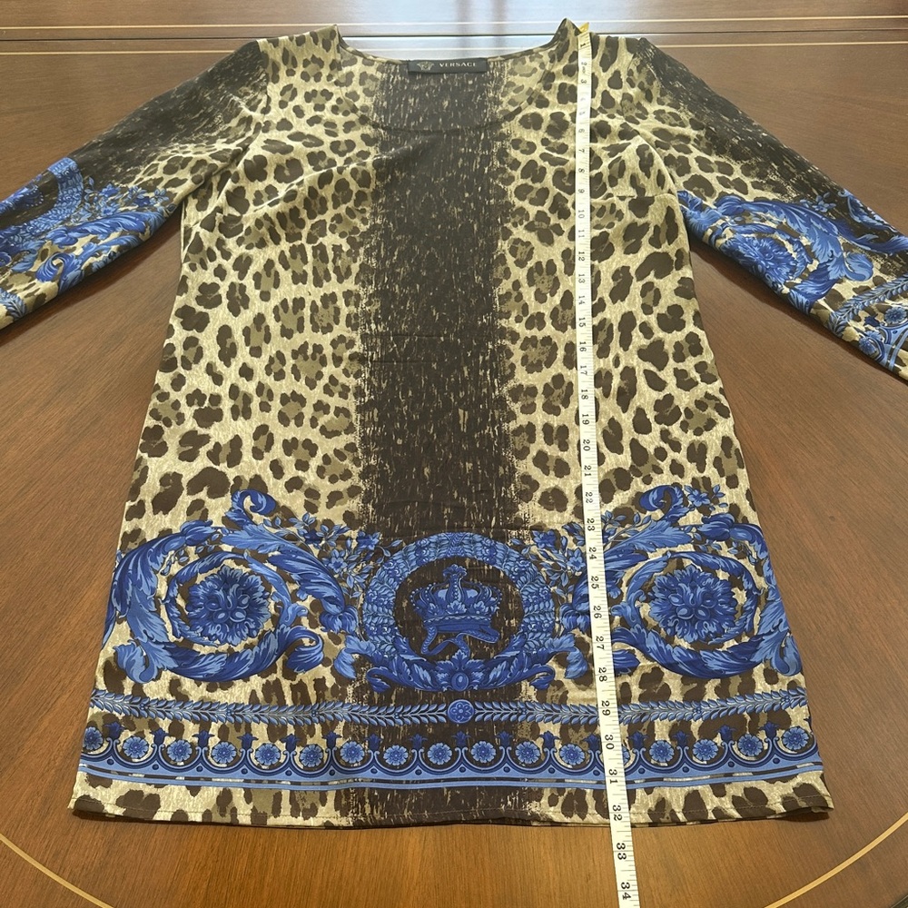 Versace Silk Leopard & Baroque Print Mini Dress – Authentic Italian Designer - Picture 5 of 15